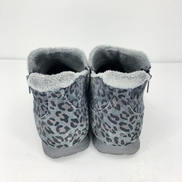 Skechers Earthy Chic Suede Biker Ankle Boots, Grey Leopard, Women's 8.5 Wide - Picture 4 of 8